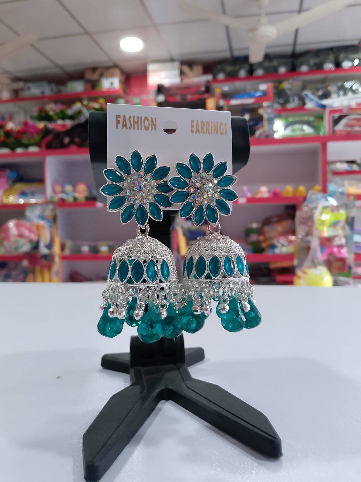 Silver-Plated Sunflower Jhumka 